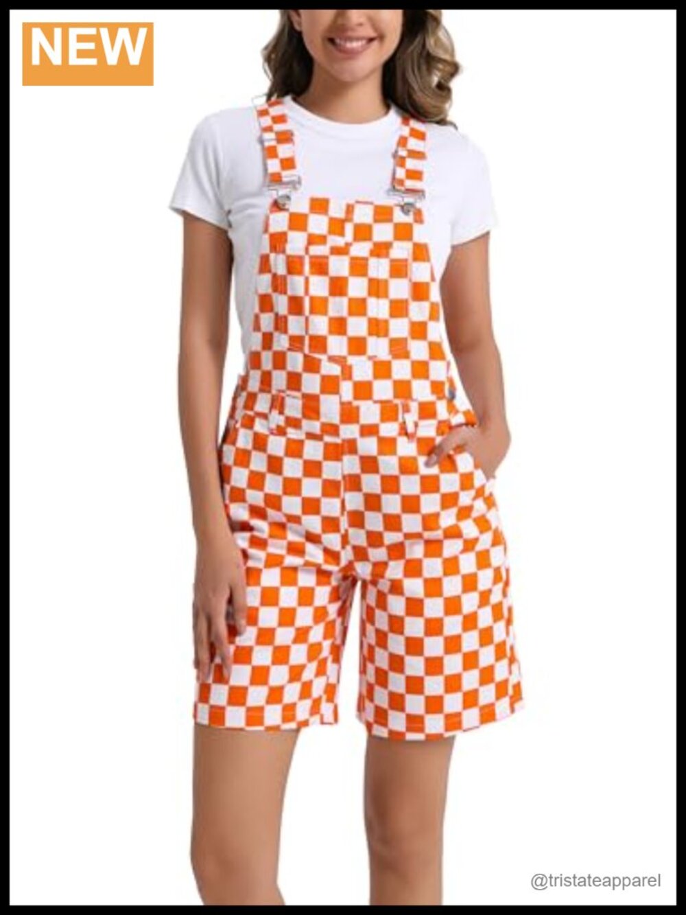 Women's Checkered Bib Overalls Shorts Adjustable Strap Shortall Rompers